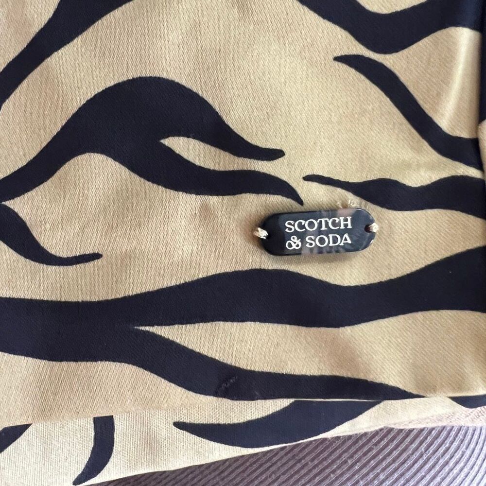 Scotch & Soda Amsterdam Animal Print Satin Blazer Gold Black Size L - Picture 9 of 10